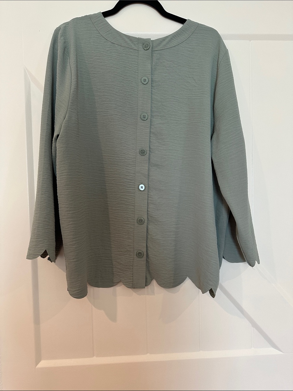 Cato Sage Green Scallop-Hem Blouse - Picture 2 of 2